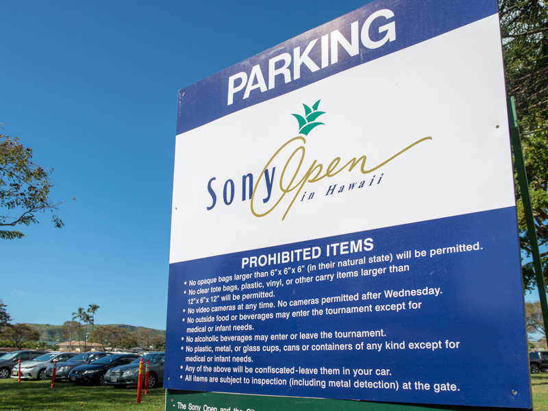 Sony Open 2018で臨時の駐車場となった公園の様子