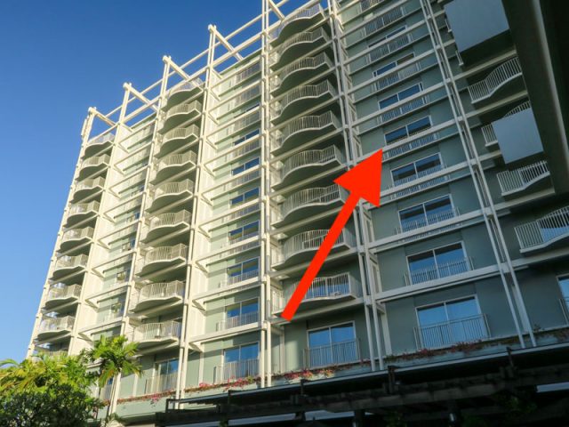 実際に宿泊したカハラホテル、6階のオーシャンビュールームの位置